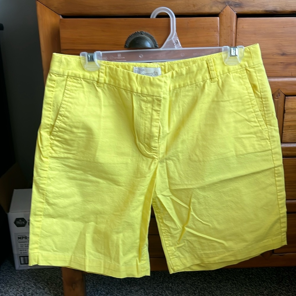 J Crew 8” yellow Bermuda shorts. Size 6.
